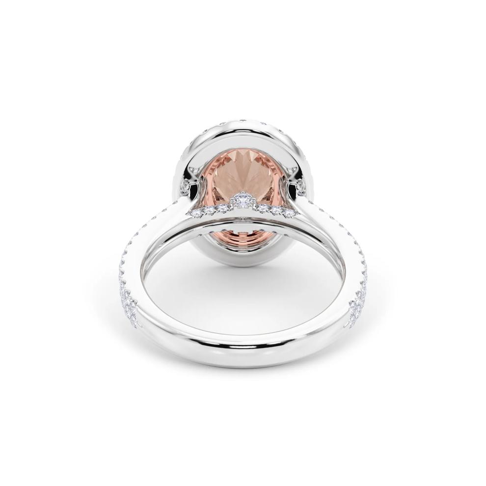 Lab Grown Pink Diamond Halo Engagement Ring in 14K White and Rose Gold (3  5/8 ct. tw.) – Image 4 of 5
