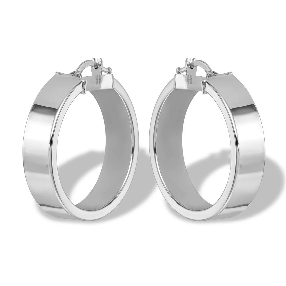 Square Tubing Hoop Earrings in 14K White Gold, 26x26mm – Image 1 of 3