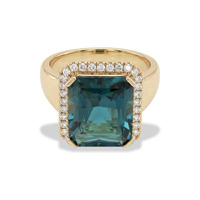 London Blue Topaz & Diamond Ring in 10K Yellow Gold (1/4 ct. tw.)