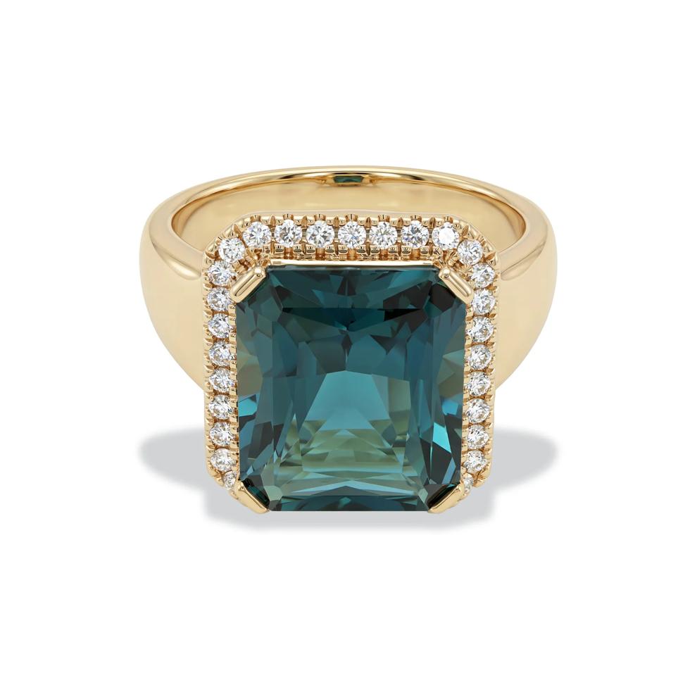 London Blue Topaz &amp; Diamond Ring in 10K Yellow Gold (1/4 ct. tw.) – Image 1 of 4