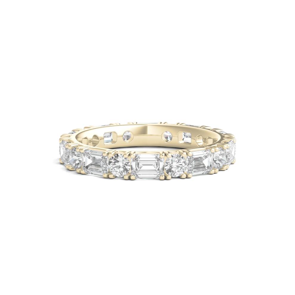 Round and Emerald-Cut Lab Grown Diamond Eternity Band in 14k Yellow Gold (3 ct. tw.) – Image 1 of 3
