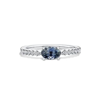Montana Blue Sapphire & Diamond Ring in Sterling Silver (1/10 ct. tw.)