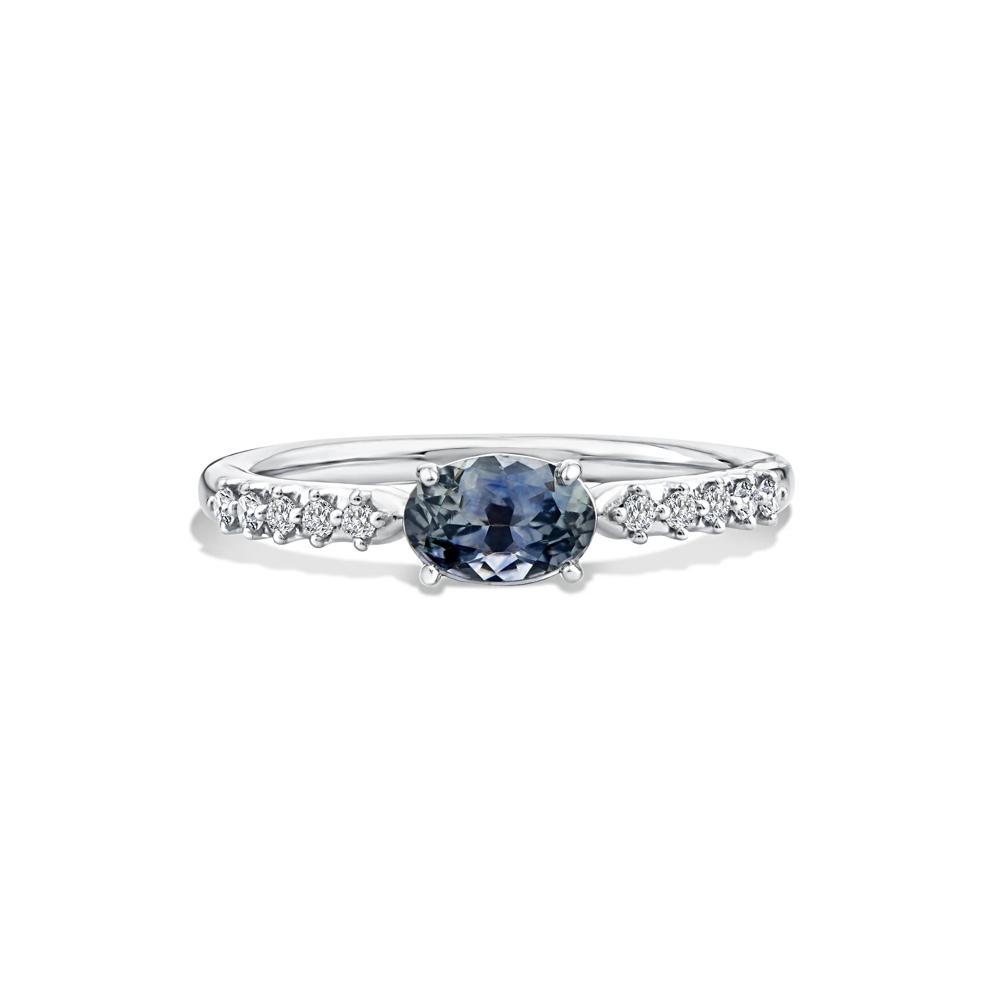 Montana Blue Sapphire &amp; Diamond Ring in Sterling Silver (1/10 ct. tw.) – Image 1 of 4