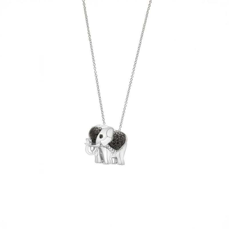 Black Diamond Elephant Pendant in Sterling Silver (1/10 ct. tw.) – Image 4 of 4