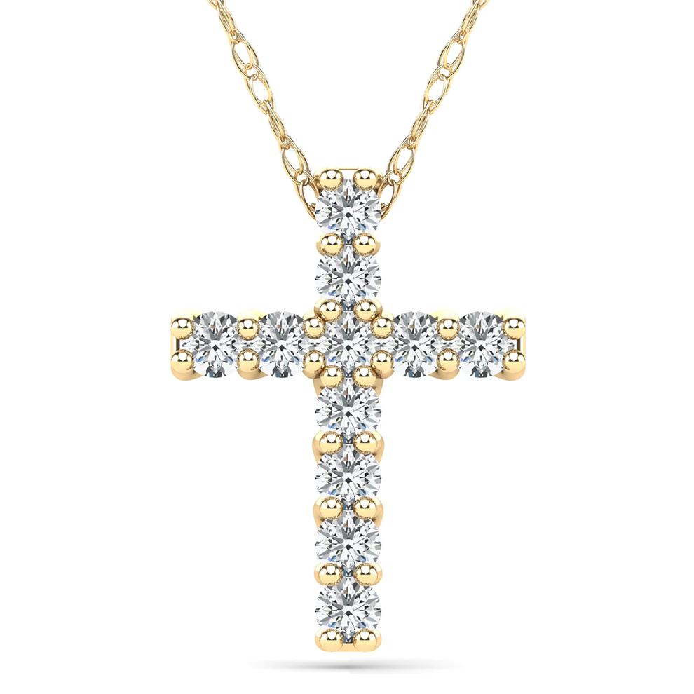 Diamond Cross Pendant in 14K Yellow Gold (1/10 ct. tw.) – Image 1 of 4