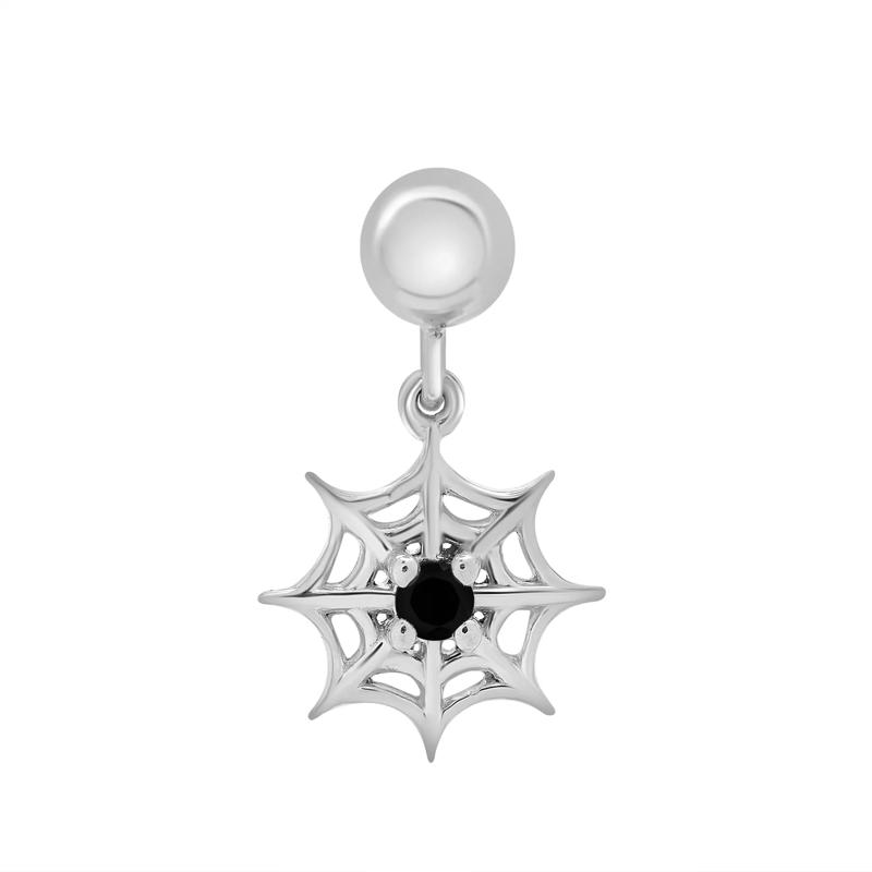 Black Onyx Spiderweb Bead Charm in Sterling Silver – Image 1 of 3