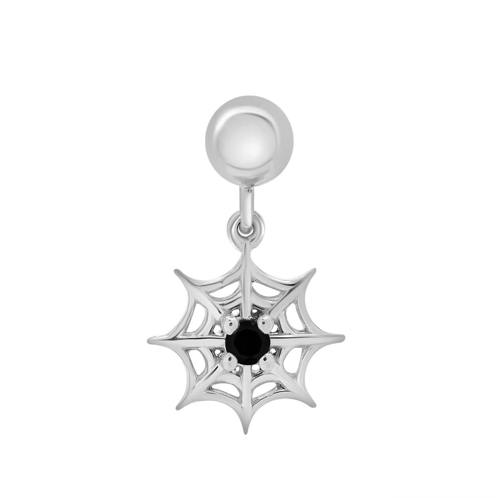 Black Onyx Spiderweb Bead Charm in Sterling Silver – Image 1 of 3