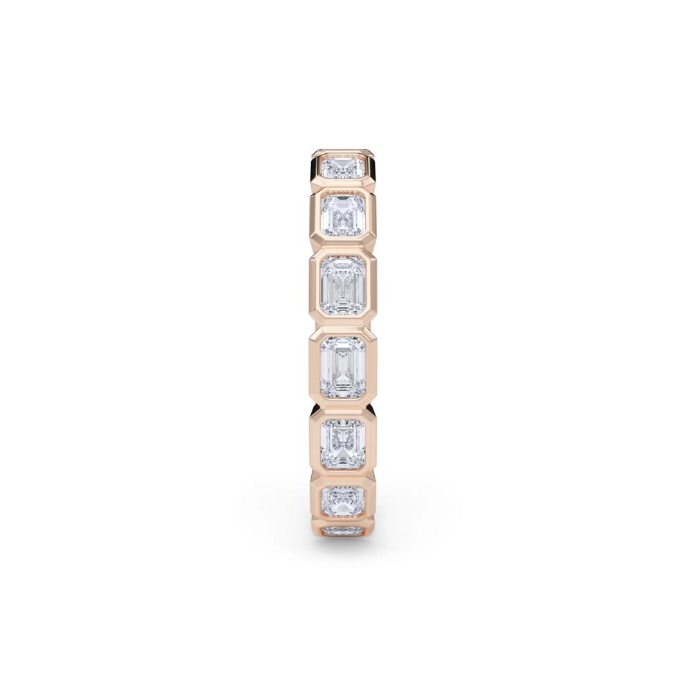 Lab Grown Diamond Bezel-Set Emerald-Cut True Eternity Band in 14K Rose Gold  – Image 3 of 5
