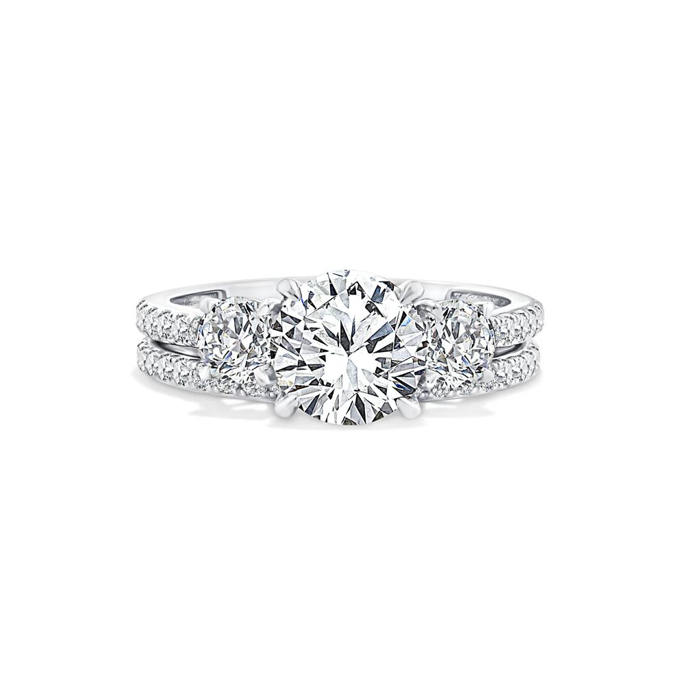 Lab Grown Diamond Three-Stone Engagement Set in 10K White Gold (2 1/2 ct. tw.) – Image 1 of 6