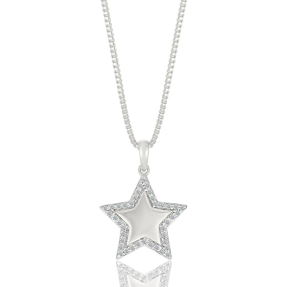 Diamond Star Pendant in Sterling Silver (1/7 ct. tw.) – Image 1 of 3