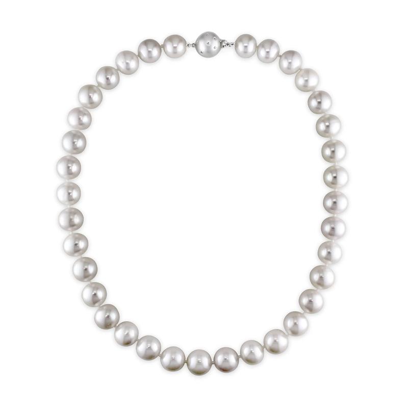Freshwater Cultured Pearl and Diamond Accent Necklace with 14K White Gold – Image 2 of 3