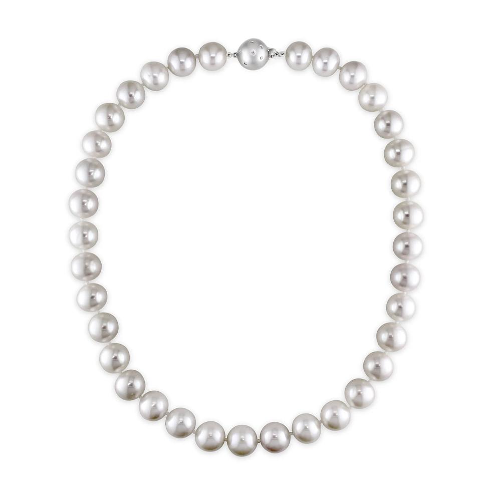 Freshwater Cultured Pearl and Diamond Accent Necklace with 14K White Gold – Image 2 of 3