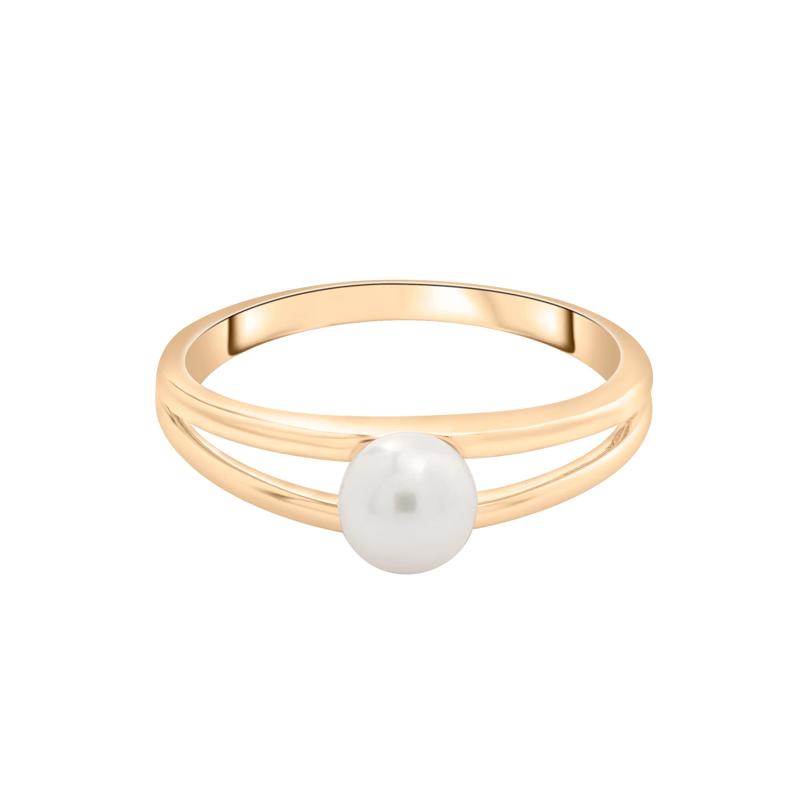 Freshwater Cultured Pearl Mini Split Shank Ring in 10K Yellow Gold – Image 1 of 5