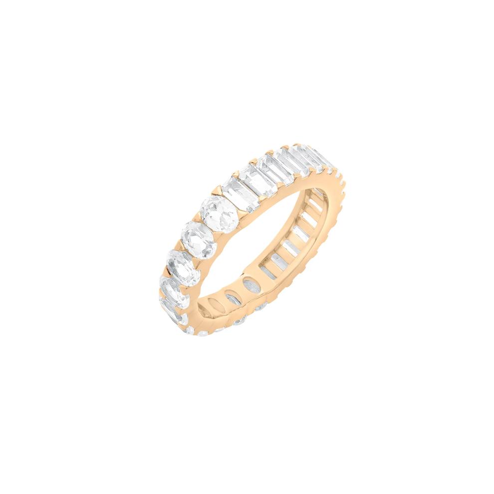 Lab-Created White Sapphire Oval and Baguette Half &amp; Half Eternity Band in Vermeil – Image 6 of 9