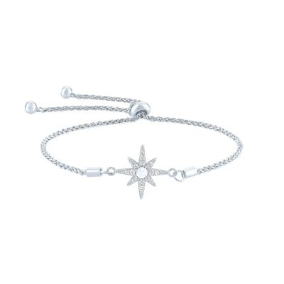 Lab-Created Opal & Lab-Created White Sapphire Starburst Bolo Bracelet in Sterling Silver