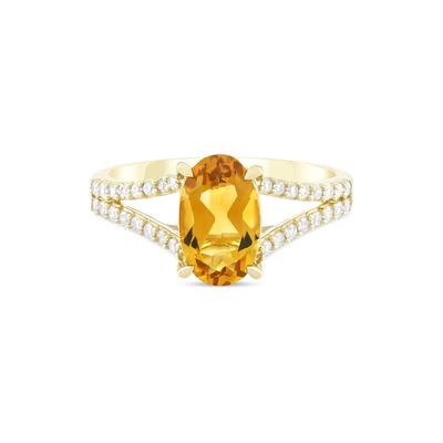 Citrine & Diamond Ring in 10K Yellow Gold (1/4 ct. tw.)