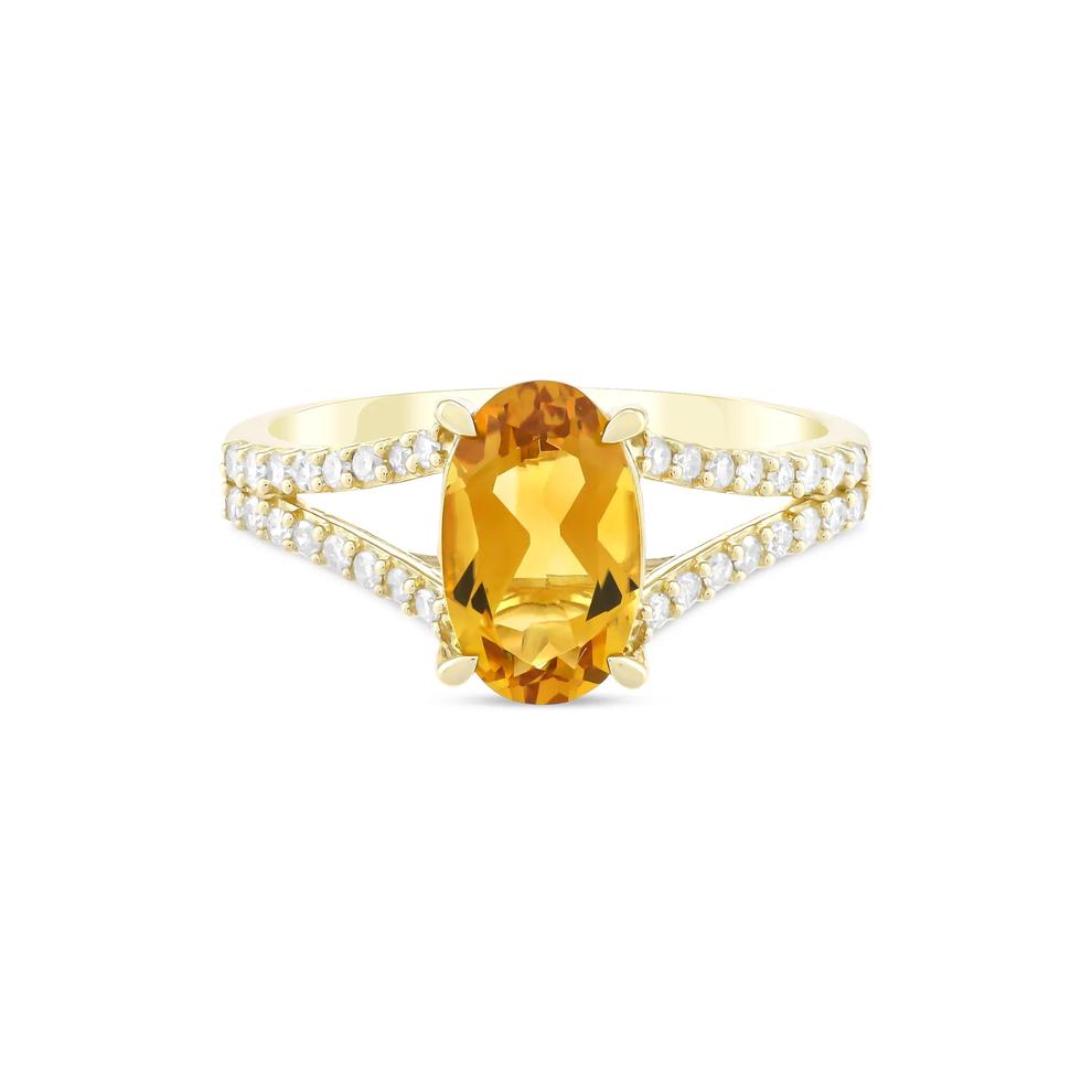 Citrine &amp; Diamond Ring in 10K Yellow Gold (1/4 ct. tw.) – Image 1 of 4