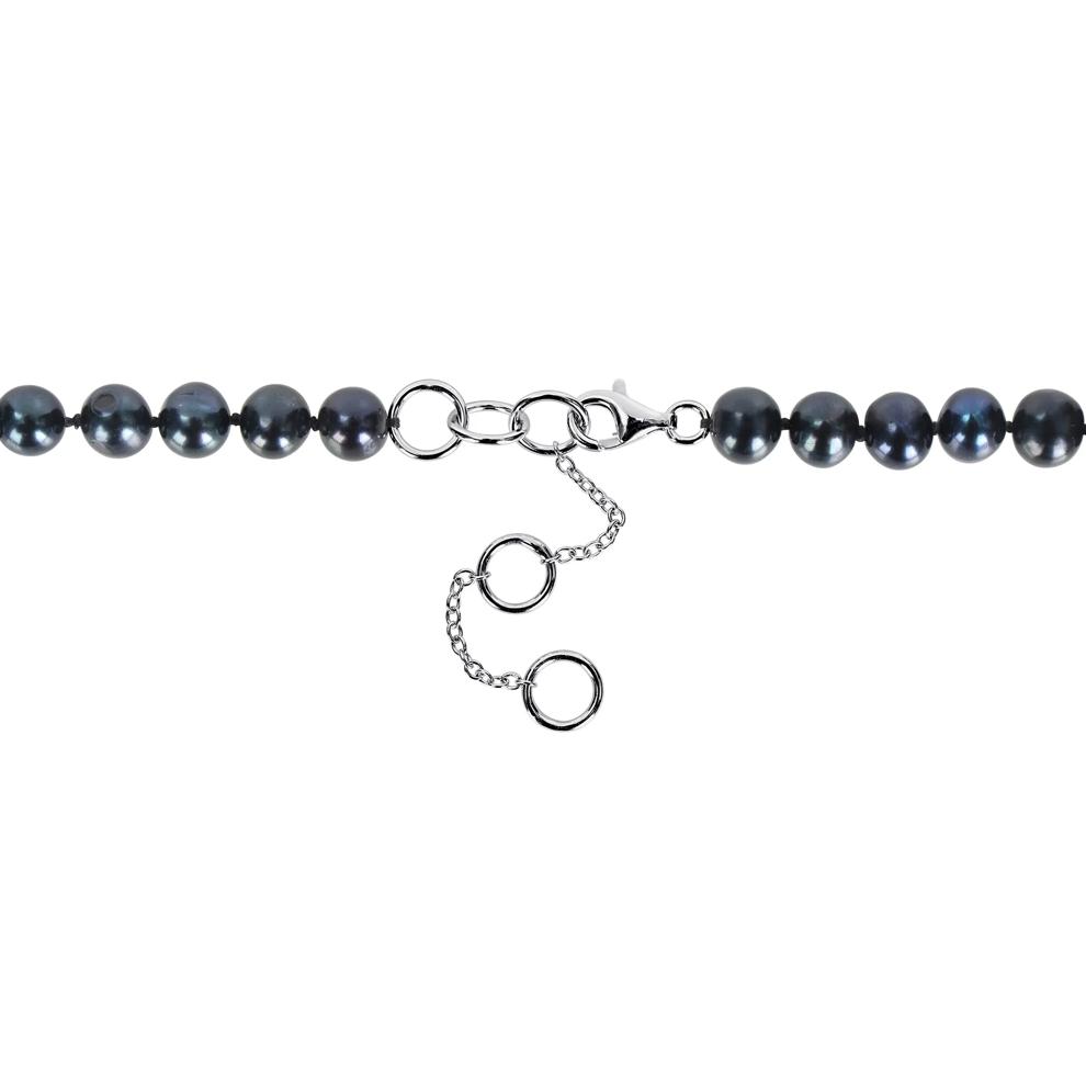 Men's Black Freshwater Cultured Pearl Anchor Necklace in Sterling Silver – Image 2 of 4