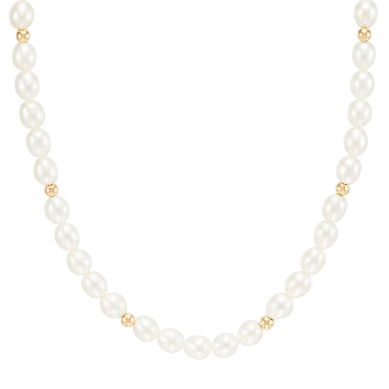 Pearl and Gold Beaded Necklace in 14K Yellow Gold – Image 1 of 3