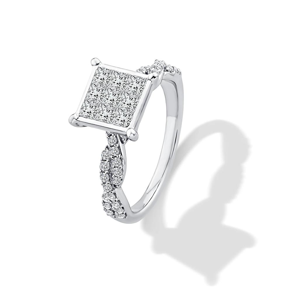 Diamond Princess-Cut Quad Twist-Shank Engagement Ring in 10K White Gold (1 ct. tw.) – Image 4 of 4