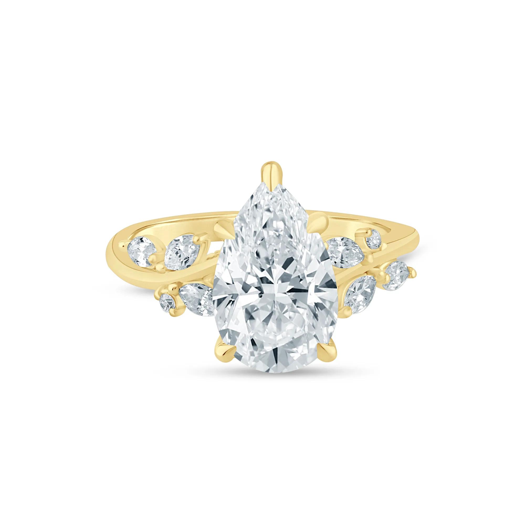 Lab Grown Diamond Pear-Shaped Engagement Ring in 14K Gold (3 3/8 ct. tw.)