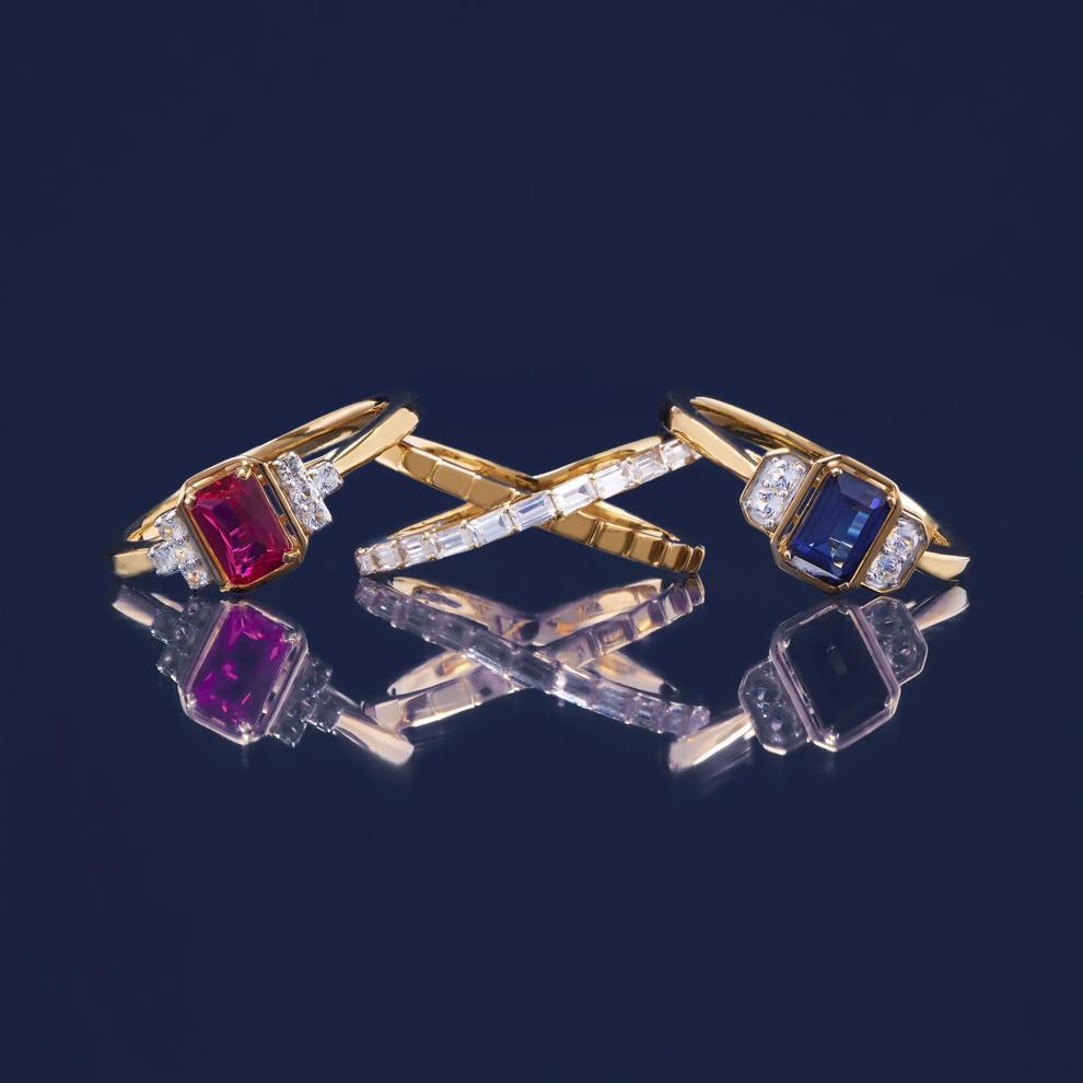 Lab-Created Ruby and Lab-Created White Sapphire Vintage Ring in Vermeil – Image 7 of 7