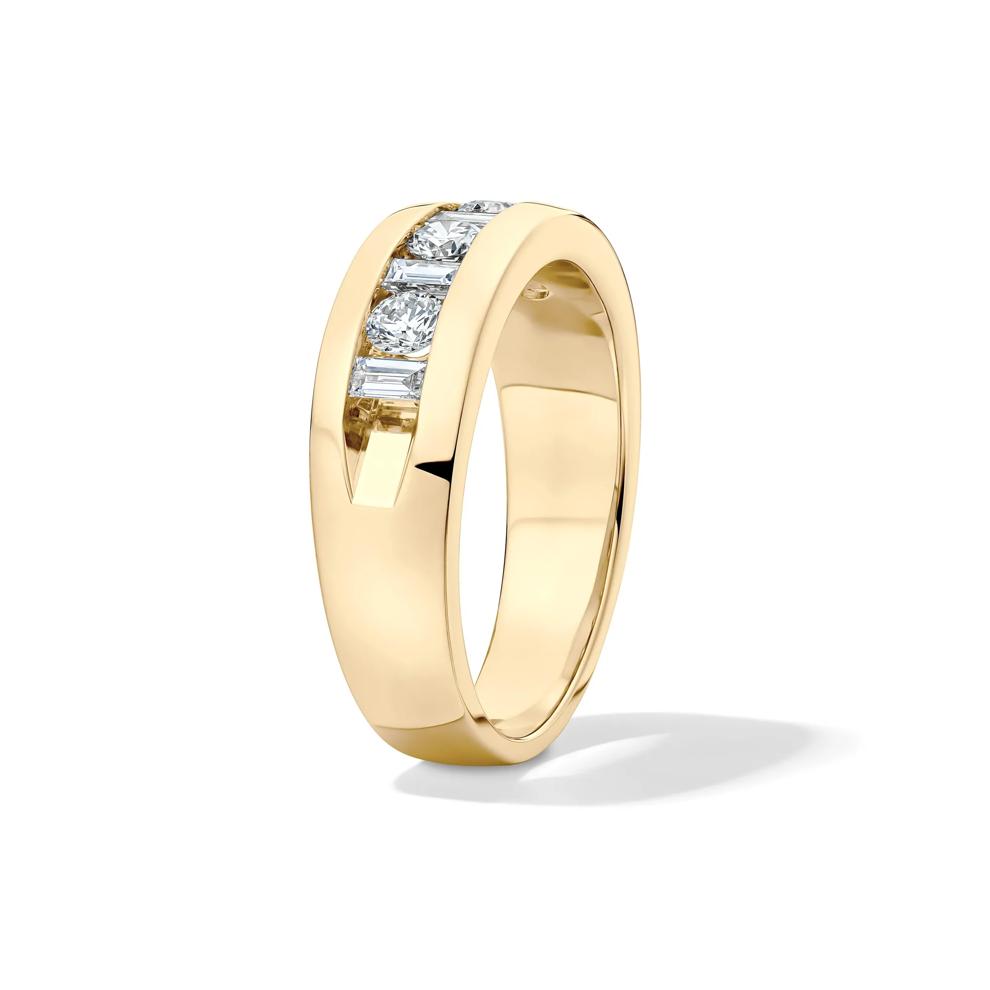 Men's Channel-Set Baguette and Round Diamond Band in 10K Yellow Gold (1 ct. tw.) – Image 3 of 4
