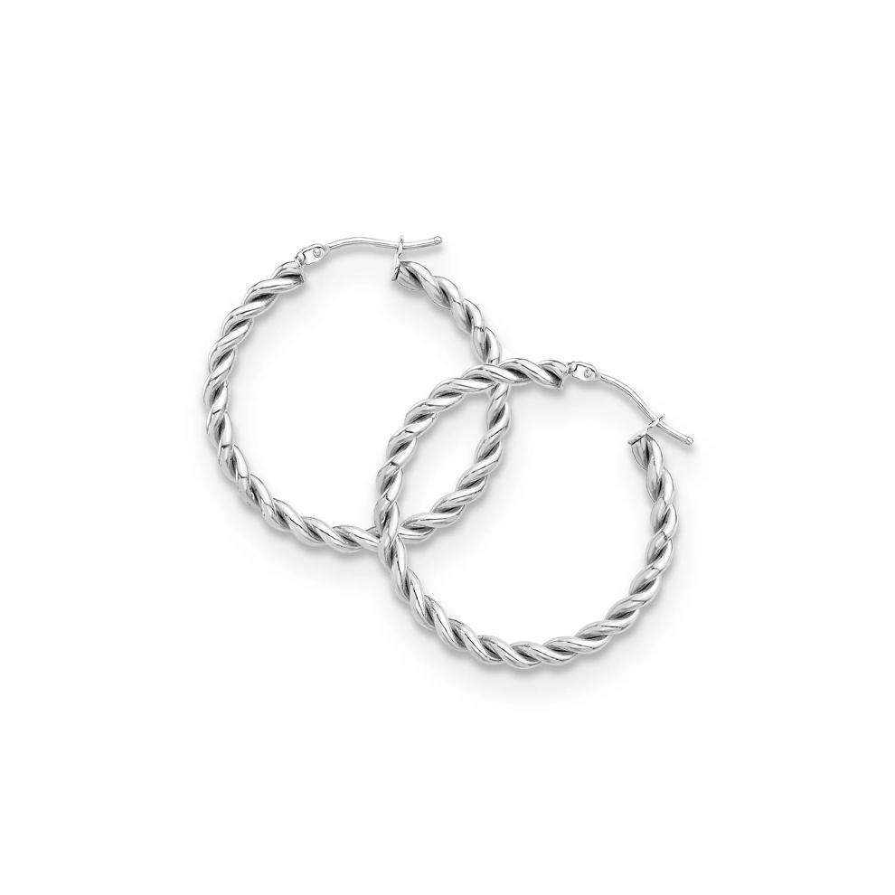 Twisted Hoop Earrings in 14K White Gold, 31x30mm – Image 2 of 3
