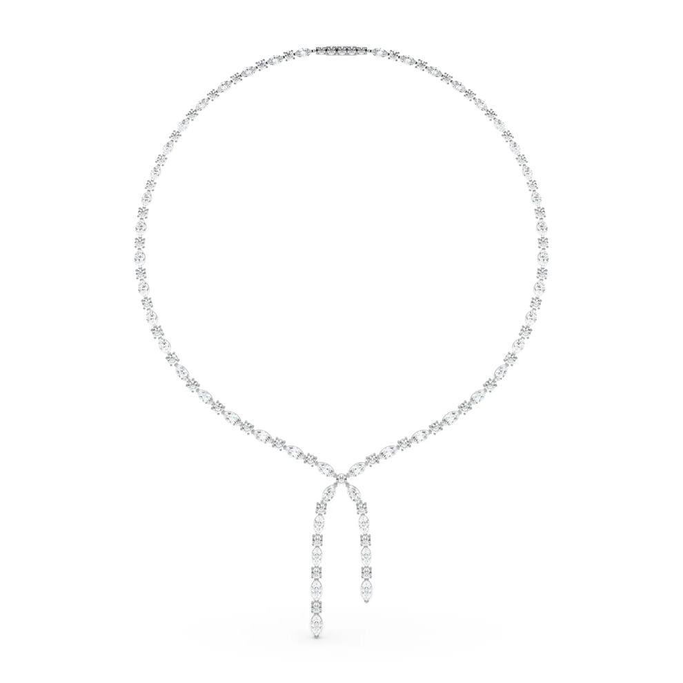 Lab Grown Diamond Round &amp; Marquise Lariat Necklace in 14K White Gold (20 ct. tw.) – Image 2 of 4