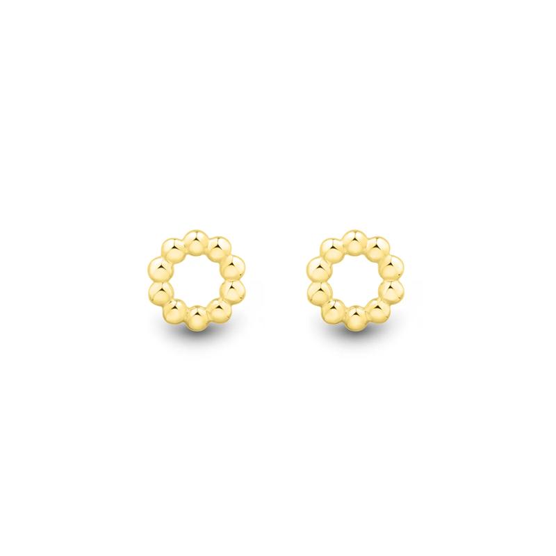 Beaded Petite Circle Stud Earrings in 10K Yellow Gold, 6.5MM – Image 1 of 3