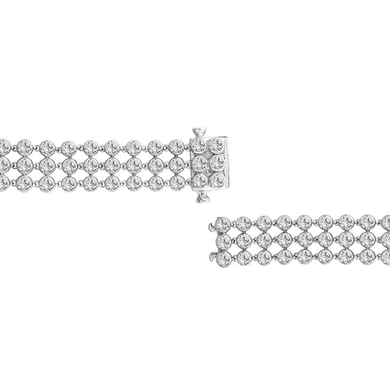 Lab Grown Diamond Round Three-Row Bracelet in 14K White Gold &#40;12 ct. tw.&#41; – Image 3 of 3