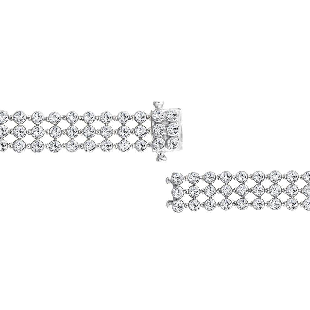 Lab Grown Diamond Round Three-Row Bracelet in 14K White Gold (12 ct. tw.) – Image 3 of 3