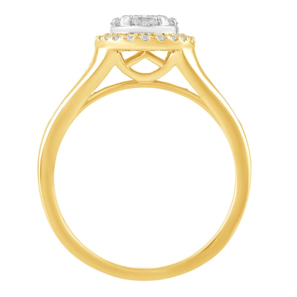 Diamond Oval Halo Composite Engagement Ring in 10K Yellow &amp; White Gold (5/8 ct. tw.) – Image 2 of 3