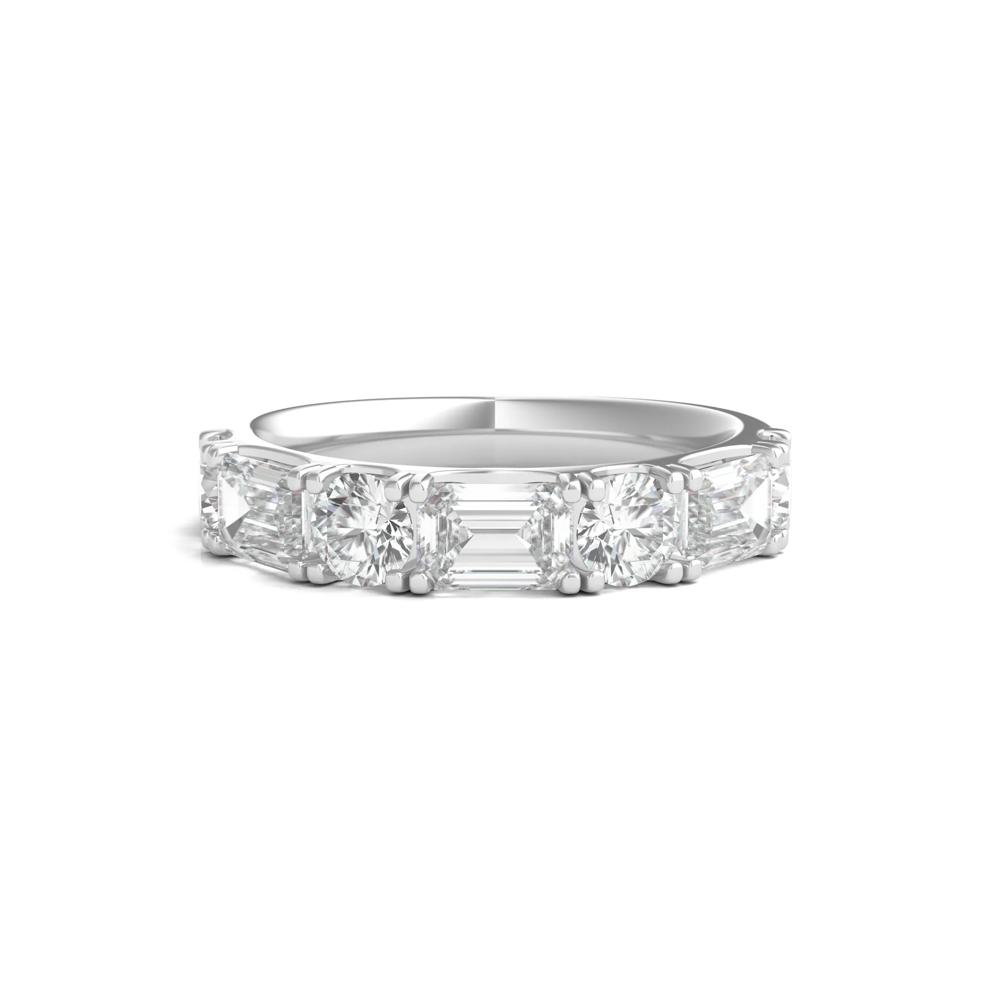 Round &amp; Emerald-Cut Diamond Band in Platinum (2 1/2 ct. tw.) – Image 1 of 3