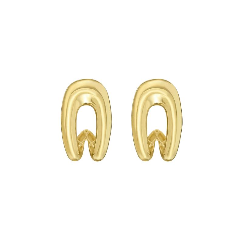 Open Drop Huggie Earrings in 14K Yellow Gold – Image 2 of 2