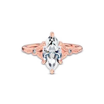 Lab Grown Diamond Marquise Center Etched-Shank Engagement Ring in 14K Rose Gold (1 5/8 ct. tw.)