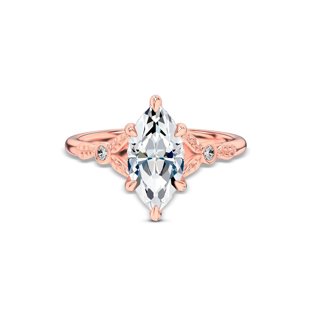 Lab Grown Diamond Marquise Center Etched-Shank Engagement Ring in 14K Rose Gold (1 5/8 ct. tw.) – Image 1 of 4