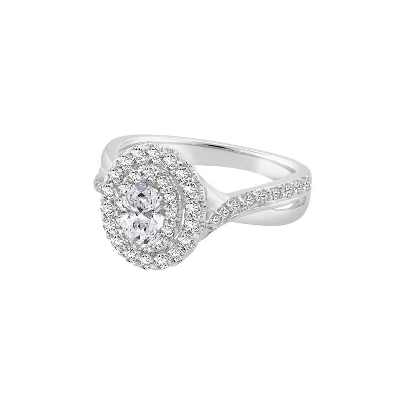 Oval Diamond Halo Engagement Ring in 14K White Gold &#40;1 ct. tw.&#41; – Image 4 of 4