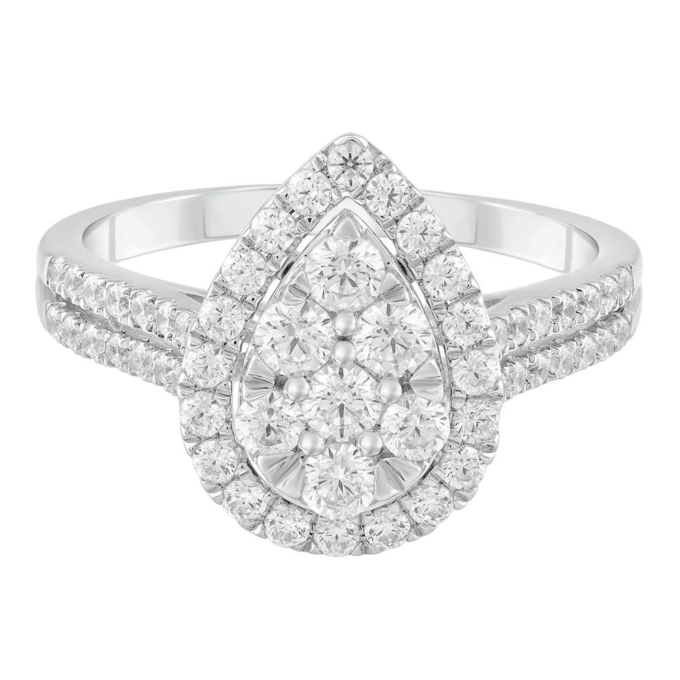 Diamond Pear-Shaped Composite Engagement Ring in 10K White Gold (1 ct. tw.) – Image 1 of 3