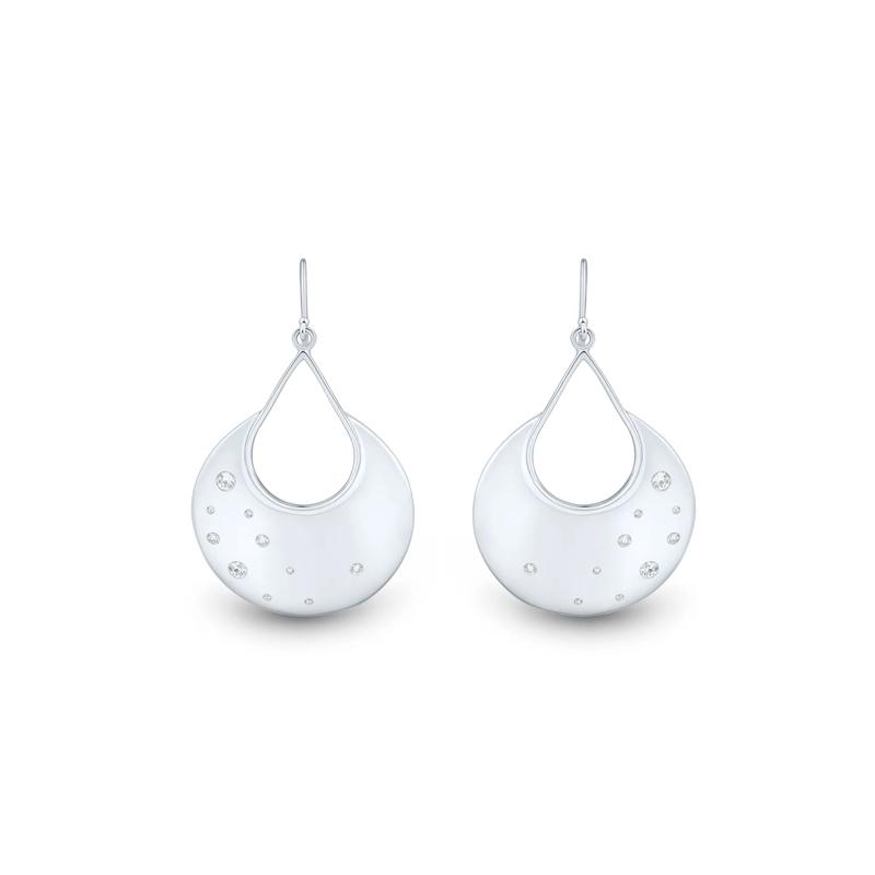Lab-Created White Sapphire Half Circle Earrings in Sterling Silver – Image 2 of 2