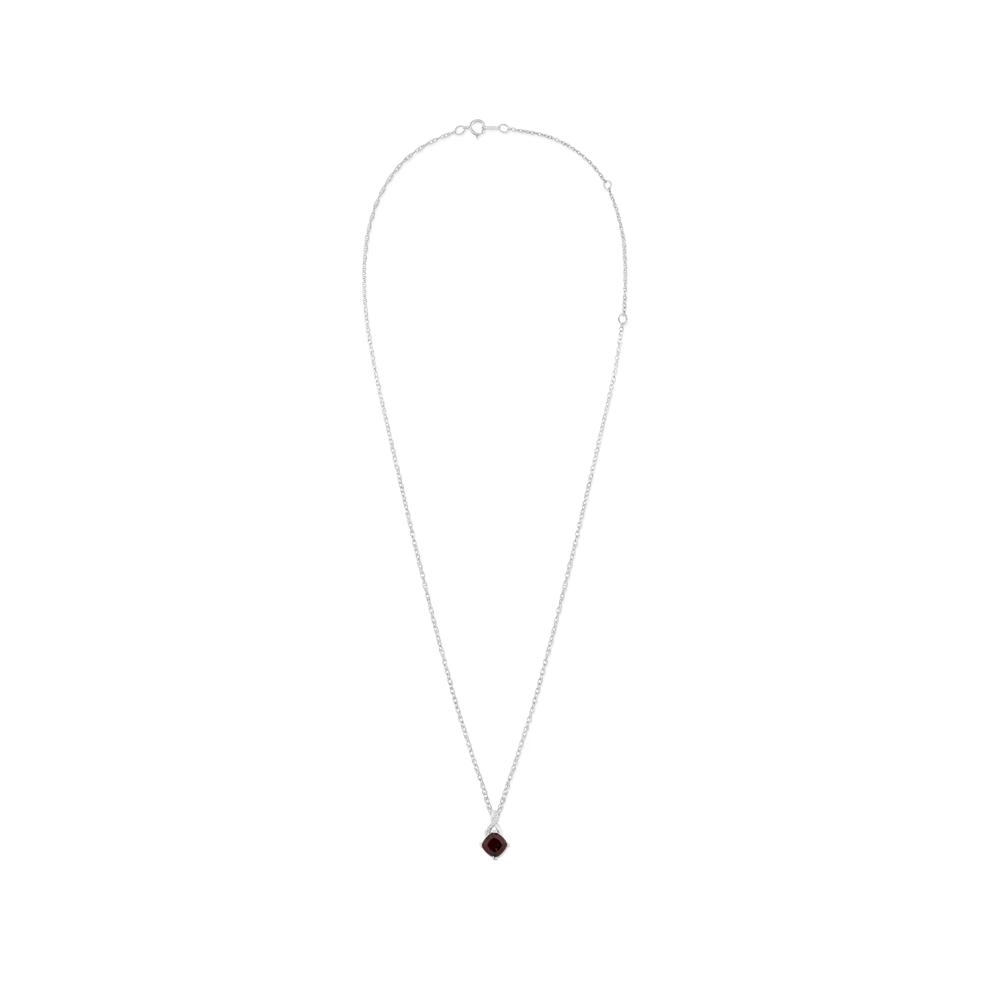 Garnet &amp; Diamond Pendant in 10K White Gold – Image 4 of 4