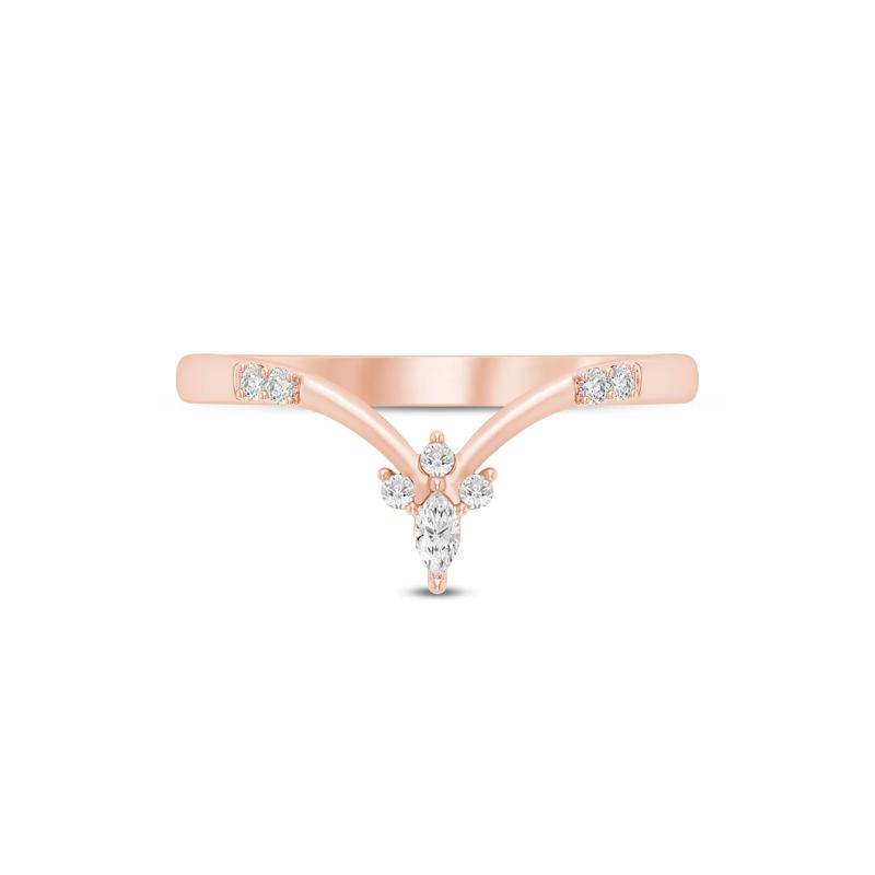 Diamond Chevron Band in 14K Rose Gold (1/10 ct. tw.) – Image 1 of 3