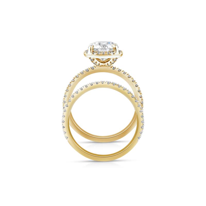 Lab Grown Diamond Round Halo Bridal Set in 14K Yellow Gold &#40;2 3/4 ct. tw.&#41; – Image 2 of 3