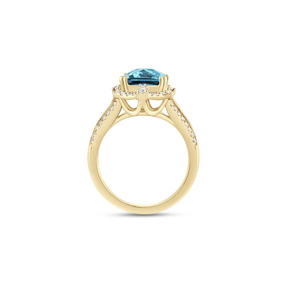 Blue Topaz Engagement Ring with Diamonds in 14k Yellow Gold (1/3 ct. tw.) – Image 3 of 3