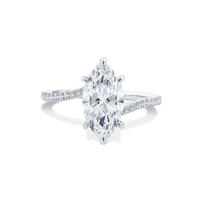 Lab Grown Diamond Marquise Bypass Engagement Ring in 18K Gold