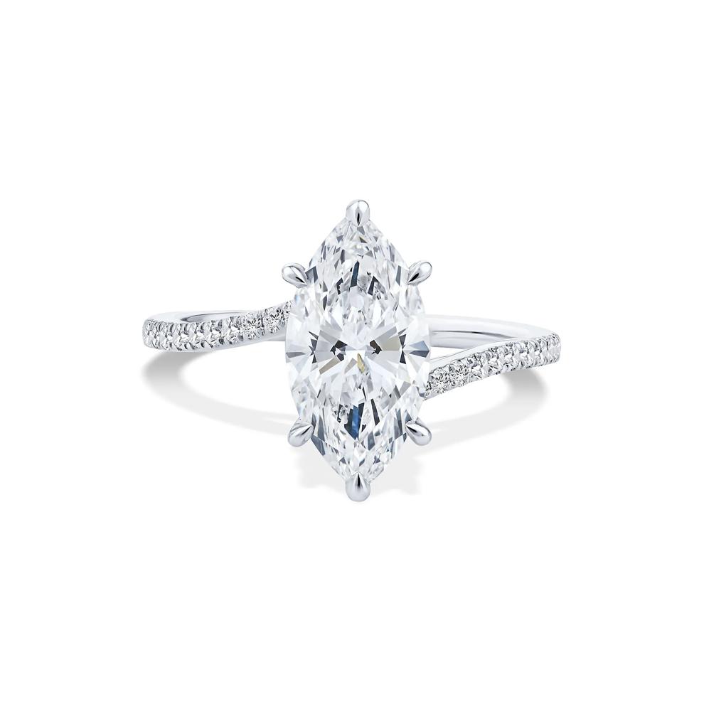 Lab Grown Diamond Marquise Bypass Engagement Ring in Platinum (2 1/4 ct. tw.) – Image 1 of 4