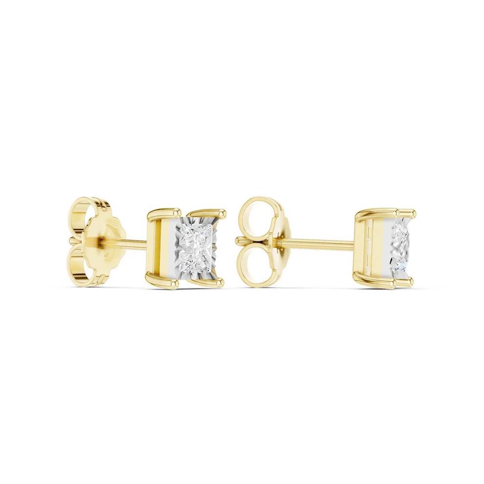 Lab Grown Princess-Cut Diamond Illusion Stud Earrings in 10K Yellow Gold (1/2 ct. tw.) – Image 3 of 4