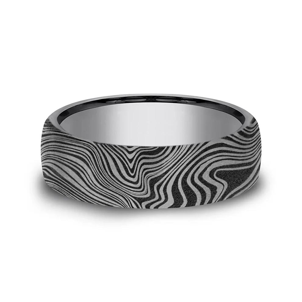 Men&rsquo;s Tantalum Ring with Marbled Tamascus Design, 6.5MM – Image 1 of 3