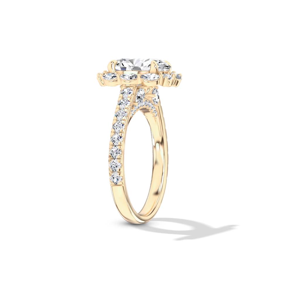 Lab Grown Diamond Oval Halo Engagement Ring in 14K Yellow Gold (3 ct. tw.) – Image 3 of 4