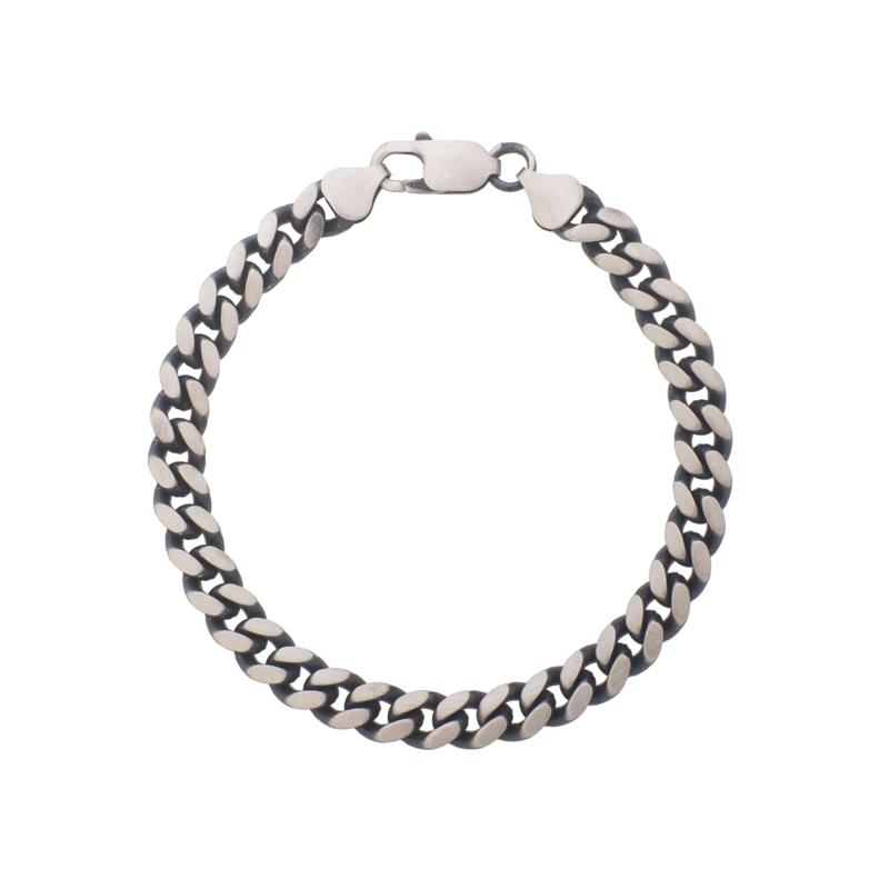 Miami Cuban Gunmetal Finish Bracelet in Sterling Silver, 7MM, 8.25&quot; – Image 1 of 3